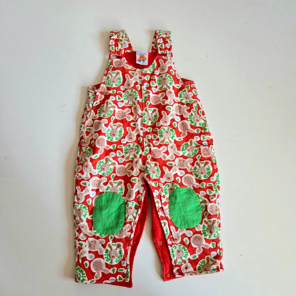 Vintage Baby Jumpsuit Reindeer Christmas Festive Unisex Lightly Insulated 12-18M